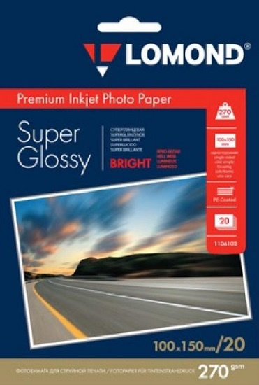 Изображение товара Фотобумага Lomond 1106102 ярко-белая глянцевая А6 20 листов