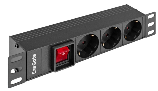 фото Блок розеток 10", 3 розетки Exegate ServerPro PDU-10H305 Al-3S-C14-SW в Перми