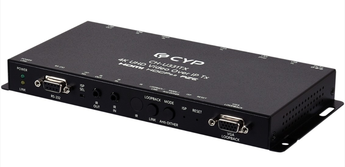 

Передатчик Cypress CH-U331TX KVM-сигналов HDMI, VGA, аудио, ИК, USB и RS-232 по 1000BaseT, CH-U331TX