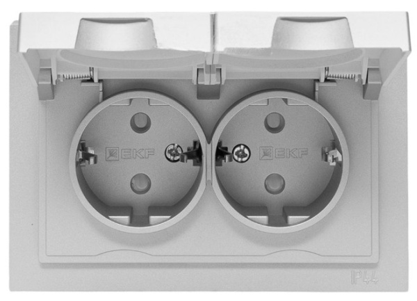 фото Розетка двухместная с заземлением в сборе EKF UP1-SOA-211-44 в Воронеже