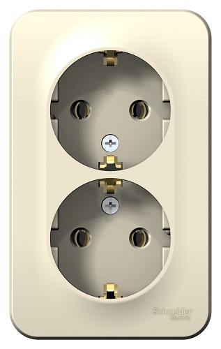

Розетка Schneider Electric BLNRA010202 2-ая с/з без шторок, 16А, 250В Молочная наруж, BLNRA010202
