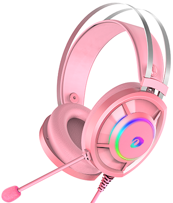 

Гарнитура Dareu EH469 Pink игровая розовая, пара кошачьих ушек в комплекте, подсветка RGB, подключение USB, длина кабеля 2.4м, EH469 Pink
