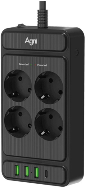 фото Сетевой фильтр AGNI TP-FS4U4E-PD-2m-black в Санкт-Петербургe