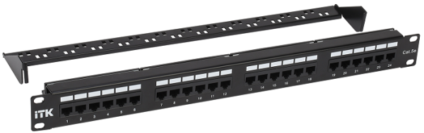 фото Патч-панель 19", 24xRJ45, UTP, Кат. 5е ITK PP24-1UC5EU-D05-1 в Уфе