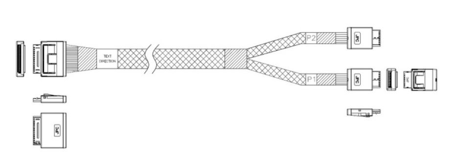 

Кабель JPC P5251DR01000-1 OCuLink x8 80P (прямой Straight Type) -TO- 2x OCuLink x4 42P (прямой Straight Type) , 85 Ohm, L:100cm (C11211), P5251DR01000-1