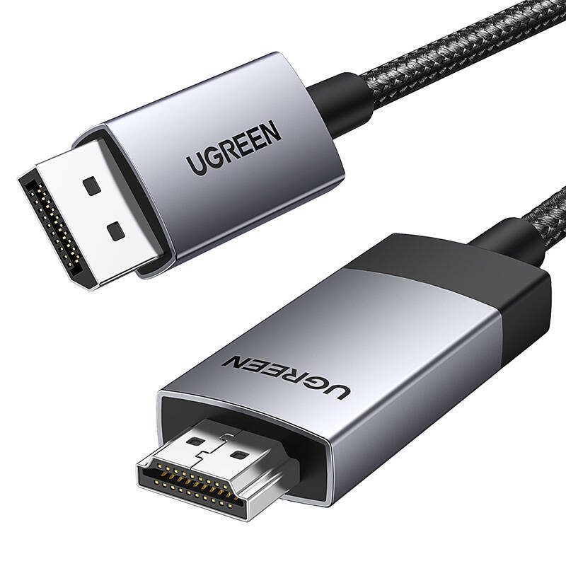 

Кабель UGREEN DP119 15774_ DP to HDMI 4K, 2м, черно-серебристый, DP119