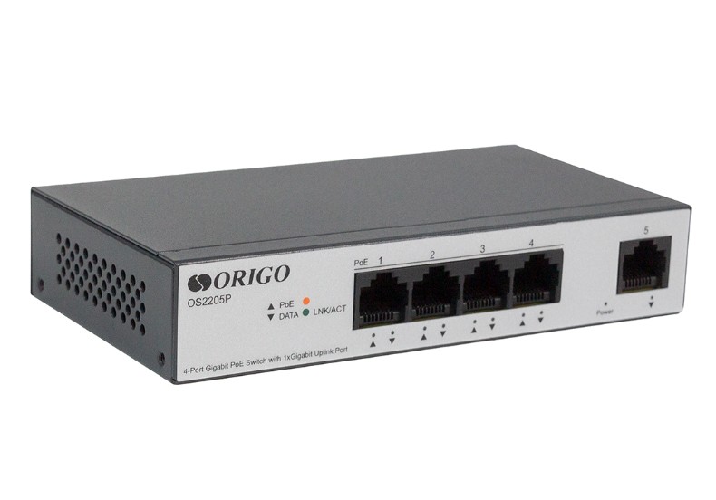 

Коммутатор неуправляемый ORIGO OS2205P/60W/A1A 4x1000Base-T PoE, 1x1000Base-T, PoE Budget 60W, Long-range PoE up to 250m, metal case, OS2205P/60W/A1A