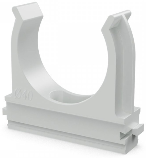 Изображение товара Клипса Промрукав PR.02740 для крепления труб диаметром 40 мм серого цвета