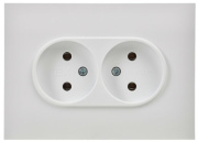 фото Розетка двухместная без заземления в сборе  IEK SK-R20-10-K01-F