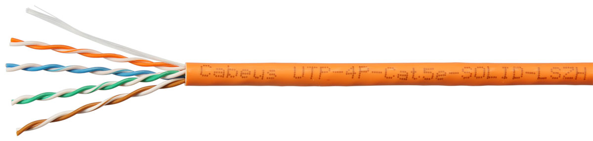 

Кабель витая пара U/UTP 5e кат. 4 пары Cabeus UTP-4P-Cat.5e-SOLID-LSZH 24AWG(0.51 мм), медь, одножильный (solid), внутренний, LSZH, оранжевый, уп/305м, UTP-4P-Cat.5e-SOLID-LSZH