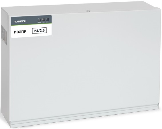 Источник питания Рубеж ИВЭПР 24/2,5 2х17 -Р БР резервированный 24В, 2.5А, защита от КЗ и разряд., свет.индикац.