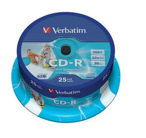 

Диск CD-R Verbatim 43439 700МБ, 80 мин., 52x, 25 шт., Cake Box, Printable, DL+, 43439