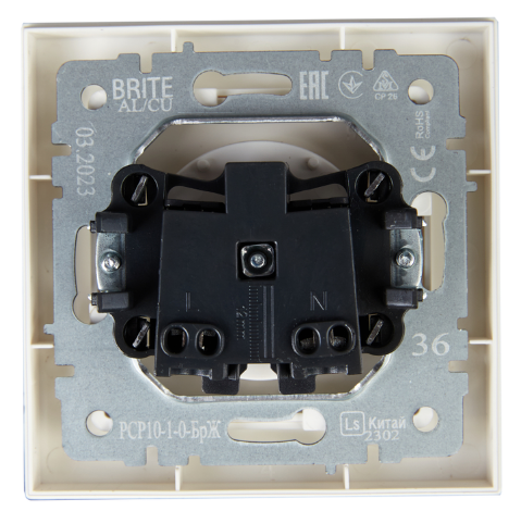 

Розетка без заземления IEK BR-R10-10-K36 BRITE без защитных шторок 10А РС10-1-0-БрЖ Жемчужный, BR-R10-10-K36