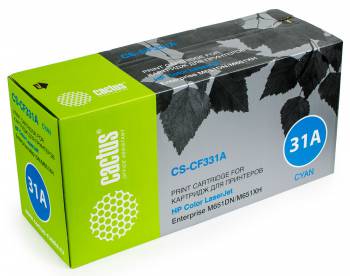 

Картридж Cactus CS-CF331A голубой для HP Color LaserJet M651dn/M651n/ M651xh (15000стр.), CS-CF331A