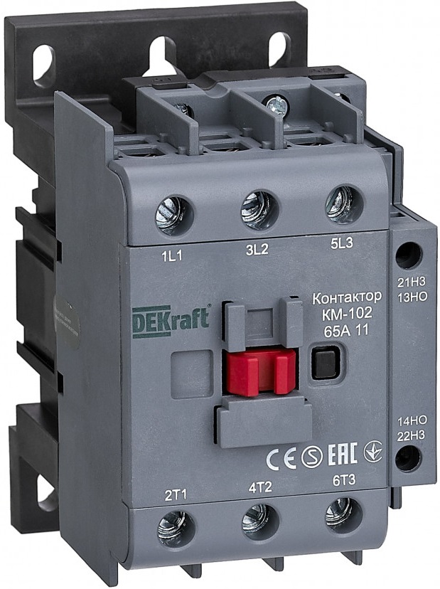

Контактор DEKraft 22325DEK 65А 24В АС3 АС4 1НО+1НЗ КМ-102, 22325DEK