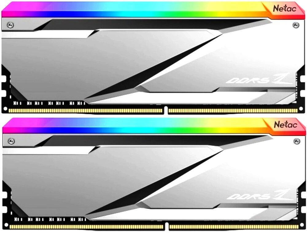 

Модуль памяти DDR5 32GB (2*16GB) Netac NTZED5P68DP-32S RGB, PC5-54400, 6800MHz, CL34, 1.4V, silver, NTZED5P68DP-32S