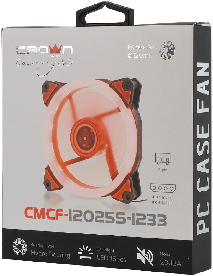 

Вентилятор для корпуса Crown CMCF-12025S-1233 CM000002230 (120*120*25мм, 1650rpm, 60CFM, 23dBA, 3pin), CMCF-12025S-1233