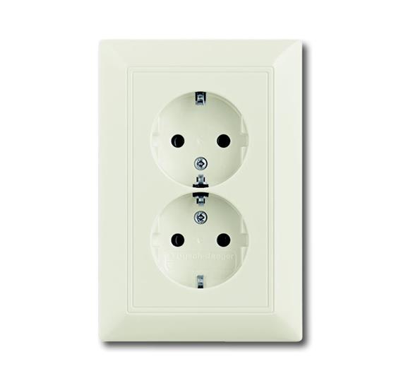 

Розетка ABB 2014-0-1463 2CKA002014A1463 BASIC 55 двойная с заземлением, 16А, 250В, IP20 (бежевая), 2014-0-1463