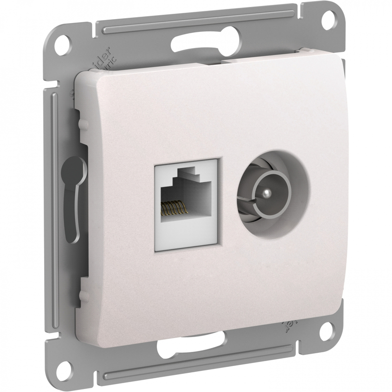 

Розетка Systeme Electric GSL000689 Glossa двойная ТВ + компьютерная RJ45, кат. 5Е, механизм, перламутр, GSL000689