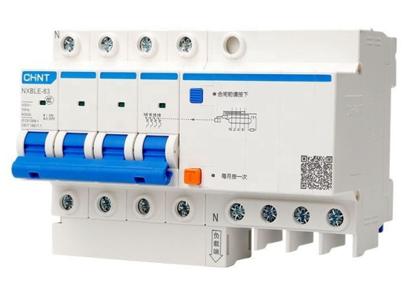 Изображение товара Автоматический дифференциальный CHINT NXBLE-63 4P 20A C 30мА