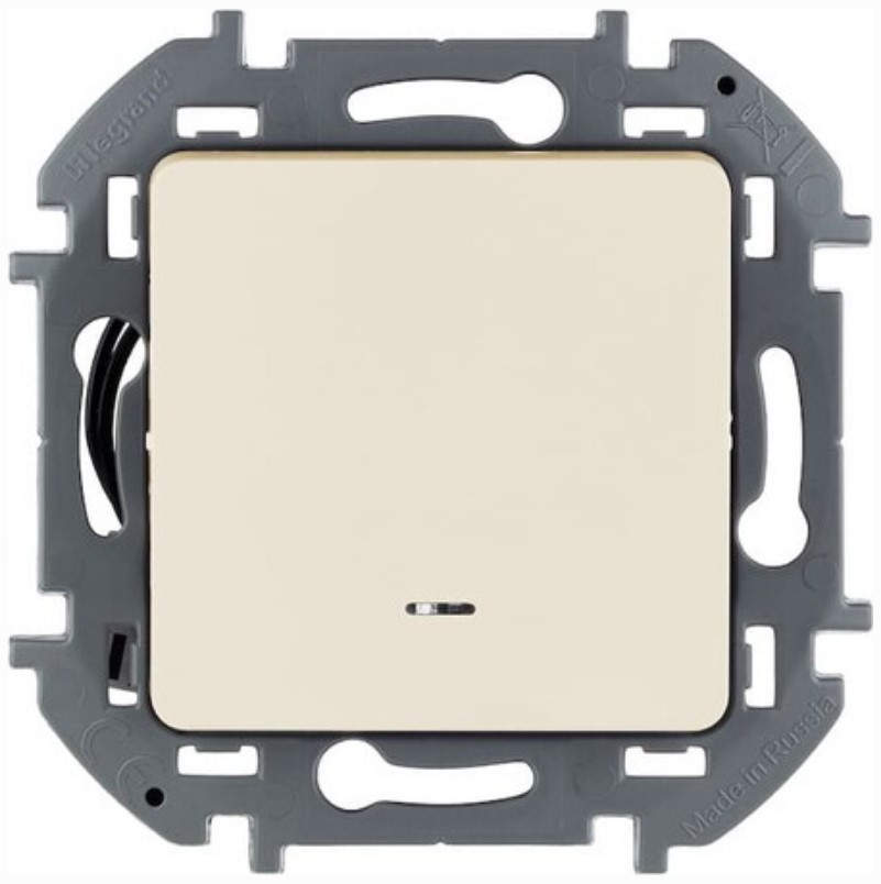 

Выключатель Legrand 673611 Inspiria слоновая кость одноклавишный с подсветкой/индикацией 10 AX - 250 В, 673611
