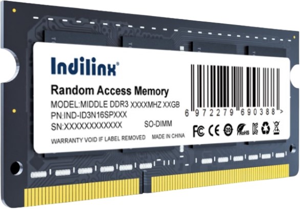 

Модуль памяти SODIMM DDR3 8GB INDILINX IND-ID3N16SP08X PC3-12800 1600MHz CL11 1.5V, IND-ID3N16SP08X