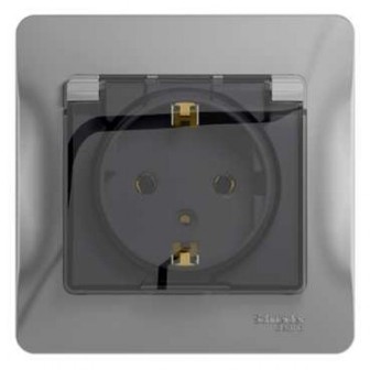 

Розетка Schneider Electric GSL000346 с заземлением со шторками с крышкой, IP20 (в сборе с рамкой), GSL000346