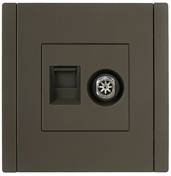

Розетка комбинированная IEK FP-AK20-1-K03 FORTE&PIANO TV+RJ45 кат.5E FP336 серый, FP-AK20-1-K03