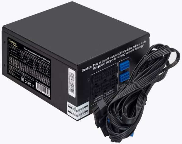 Изображение товара Блок питания Exegate ServerPRO-500PAS мощностью 500 Вт, полностью модульный, стандарт 80+