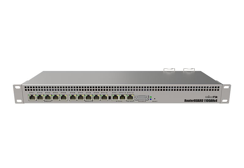 

Маршрутизатор Mikrotik RB1100AHx4 13-портовый маршрутизатор, оснащен 4-ядерным процессором Cortex A15 1.4 ГГц, RB1100AHx4