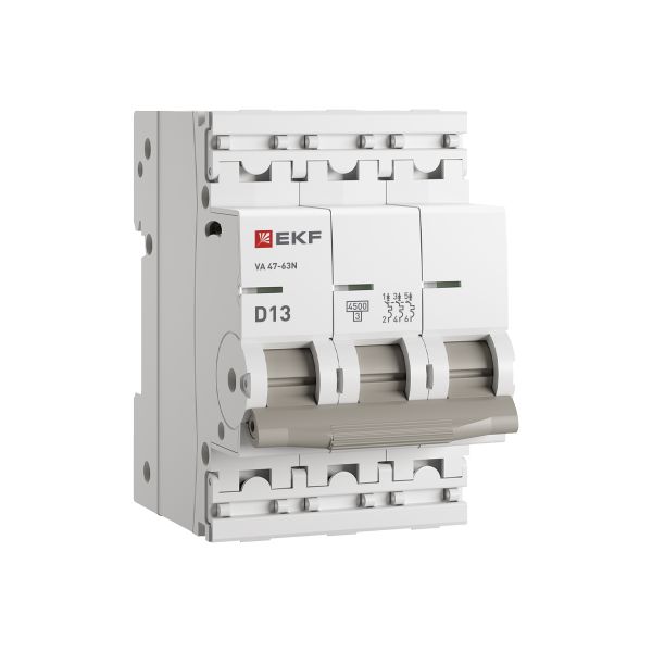

Автоматический выключатель EKF M634313D 3P 13А (D) 4,5kA ВА 47-63N PROxima, M634313D