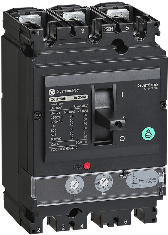 

Автоматический выключатель в литом корпусе Systeme Electric SPC250N250L3DF SYSTEMEPACT CCB250 50KA 3P3D TMD250 рычаг, SPC250N250L3DF