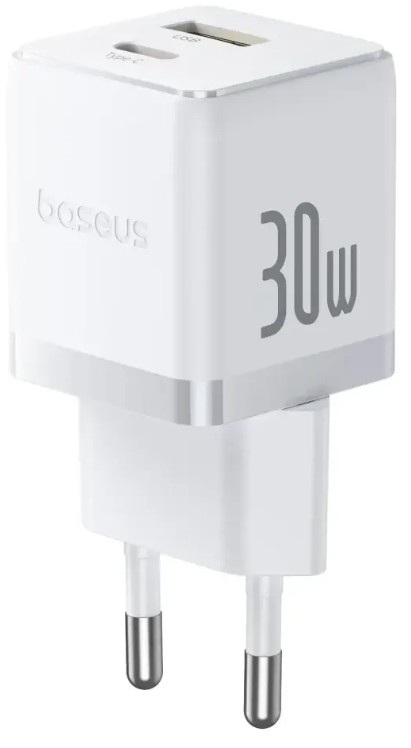 

Зарядное устройство сетевое Baseus Palm P1011160A213-01 C+U 30W EU Moon White (with Cable USB-C to USB-C 60W 1m Moon White), Palm