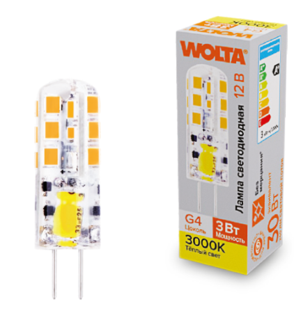 

Лампа светодиодная WOLTA WSTD-JC-12V3W3KG4-S 3Вт 3000K G4, WSTD-JC-12V3W3KG4-S