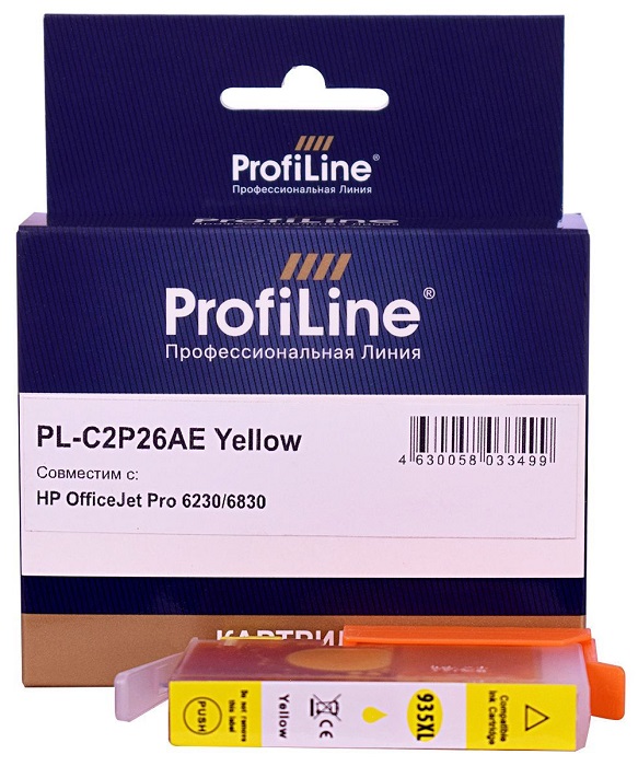 

Картридж ProfiLine PL_C2P26AE_WI_Y струйный (№935XL) для принтеров HP OfficeJet Pro 6230/6830 с чернилами на водной основе Yellow 9,5 мл, PL_C2P26AE_WI_Y