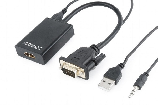 

Переходник Cablexpert A-VGA-HDMI-01 VGA (M)-HDMI (F), 19M/15F, длина 15см, аудиовыход Jack 3,5 (M), питание от USB, A-VGA-HDMI-01