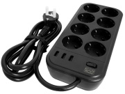 фото Сетевой фильтр Powercom SP-08 USB03AB 3.0M