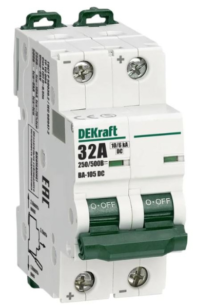 Изображение товара Автоматический выключатель DEKraft 13393DEK для защиты цепей 25 А, IP20, серия ВА-105