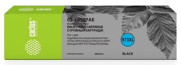 

Картридж черный Cactus CS-L0S07AE для HP PageWide Pro 452dw/Pro 477dw 240мл, CS-L0S07AE