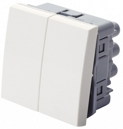 Изображение товара Выключатель Eurolan 16V-20-02WT белый двухклавишный для встраиваемых монтажных коробок