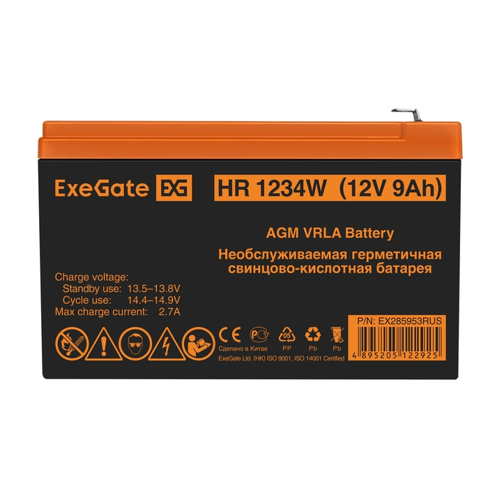 

Батарея Exegate HR1234W EX285953RUS (12V 9Ah, клеммы F2), HR1234W