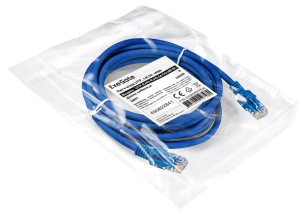 фото Кабель патч-корд U/UTP 5 кат. 3м Exegate UTP-RJ45-RJ45-5e-CU-3M-BL в Волгограде