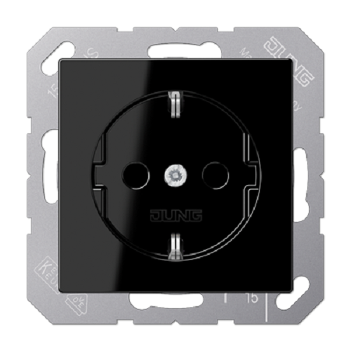

Розетка Jung A1520SW с/з безвинт. зажим, A 500 черная, A1520SW
