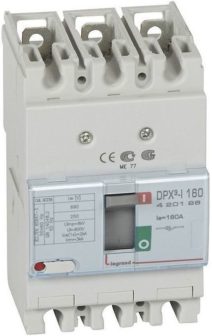 

Автоматический выключатель в литом корпусе Legrand 420198 DPX³-I 160 - без расцепителя, 3П, 160 А, 420198