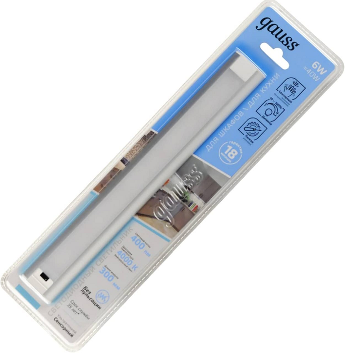 

Светильник Gauss 9018531206 сенсорный модель A 6W 400lm 4000K 170-260V 300mm диммируемый IR, 9018531206