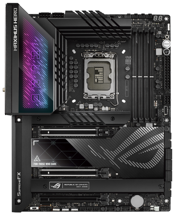 

Материнская плата ATX ASUS ROG MAXIMUS Z790 HERO (LGA1700, Z790, 4*DDR5 (7800), 6*SATA 6G RAID, 3*M.2, 3*PCIE, 2.5Glan, WiFi, BT, HDMI, 2*Thunderbolt, ROG MAXIMUS Z790 HERO