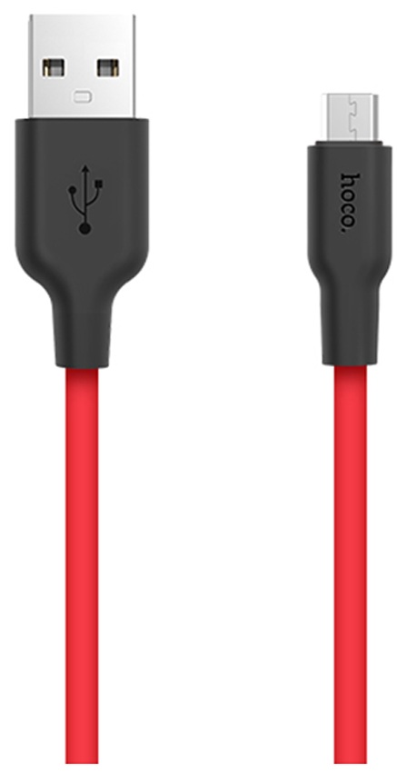 

Кабель Hoco X21 6957531071396 USB - микро, 1.0м, круглый, 2.0A, силикон, цвет: красный, с чёрным коннектором (1/29/174), X21