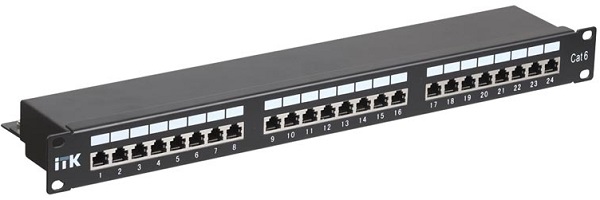 

Патч-панель 19" 24xRJ45, FTP, Кат. 6 ITK PP24-1UC6S-D05 1U (Dual), с кабельным органайзером, PP24-1UC6S-D05