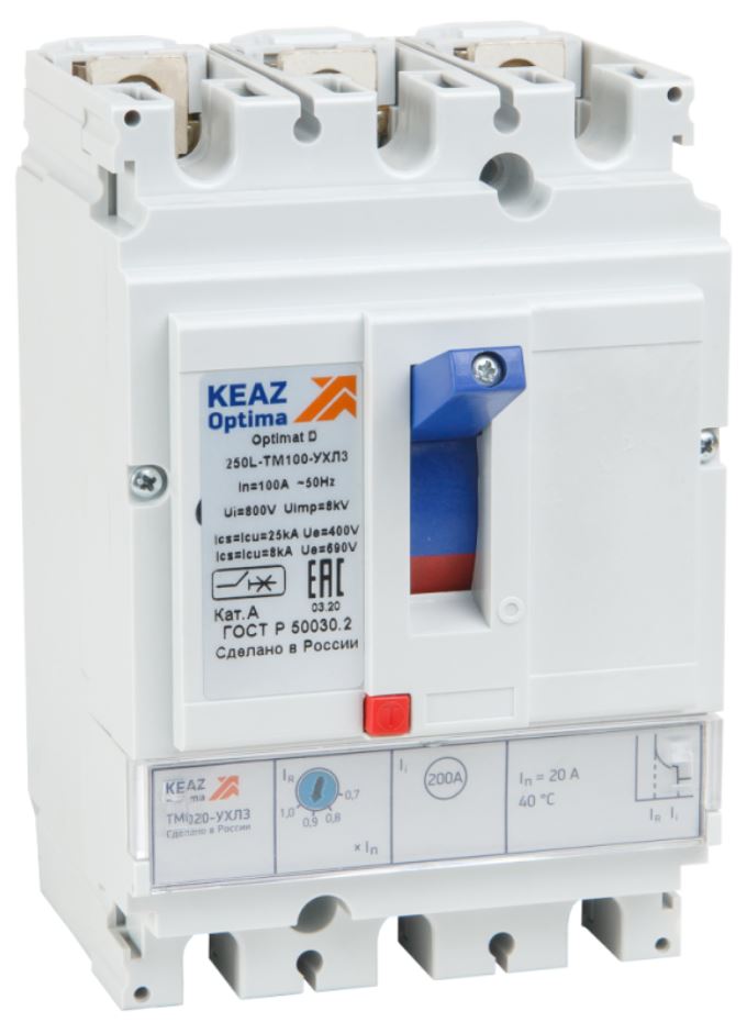 

Автоматический выключатель в литом корпусе КЭАЗ 291430 OptiMat D250N-TM100-УХЛ3, 291430