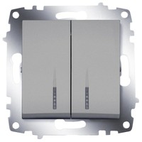 

Выключатель ABB 619-011000-203 Cosmo двухклавишный с подсветкой, 10А, 250В, IP20 (алюминий), 619-011000-203